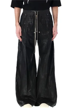 Rick Owens Bukser, Herre, Sort, S, Bomuld, Sorte Brede Benbukser Ss25