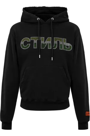 Heron Preston Sweathshirts & Hoodies, Herre, Sort, L, Bomuld, Strass Logo Hættetrøje
