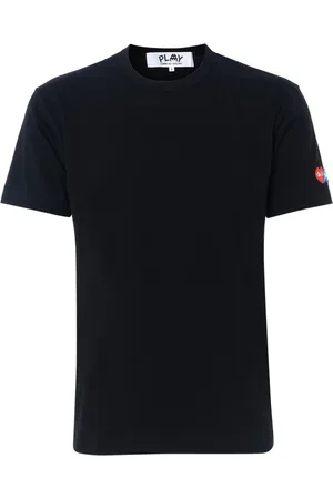 Comme des Garçons Top, Herre, Sort, XL, Bomuld, Sort bomulds T-shirt med sidelogo