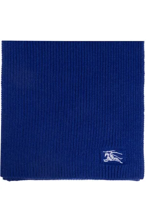 Burberry Tilbehør, unisex, Blå, ONE SIZE, Cashmere, Ribstrikket Cashmere Halstørklæde