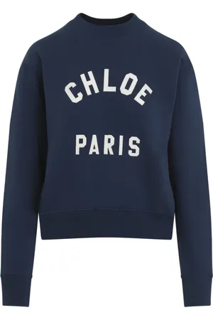 Chloé Sweathshirts & Hoodies, Dame, Blå, S, Bomuld, Blå Sweater med Høj Hals - Trendy Stil