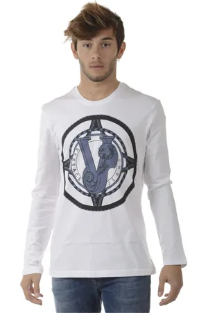 VERSACE Top, Herre, Hvid, M, Uld, Stilfuld Sweater Pullover