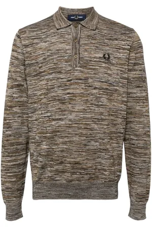 Fred Perry Strik, Herre, Grøn, M, Bomuld, Space Dye Knit Langærmet Skjorte