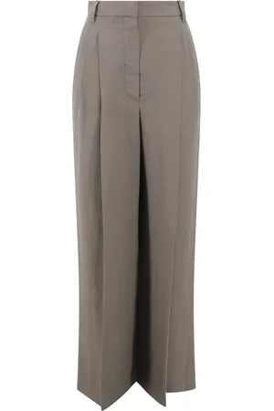 Brunello Cucinelli Bukser, Dame, Brun, XS, Uld, Chokoladebrune Skræddersyede Plisserede Bukser