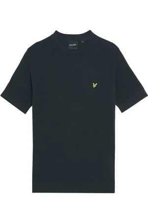 Lyle & Scott Top, Herre, Blå, 2XL, Linen Blend Strik T-shirt