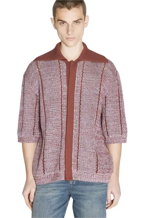Lanvin Strik, Herre, Rød, L, Bomuld, Lace Button-Up Cardigan