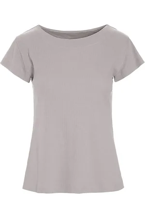 Bitte Kai Rand Top, Dame, Grå, XL, Bomuld, Ribstrikket T-shirt