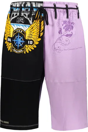 Marine Serre Badetøj, Herre, Lilla, S, Bomuld, Printede Cotton Bermuda Shorts med Lommer
