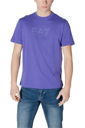 EA7 Top, Herre, Lilla, XL, Bomuld, Almindelig T-shirt med rund hals