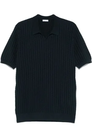 Boglioli Top, Herre, Blå, L, Bomuld, Strikket Polo Shirt