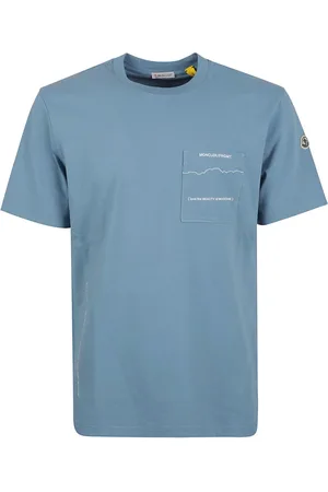 Moncler Top, Herre, Blå, M, Bomuld, SS T-Shirt