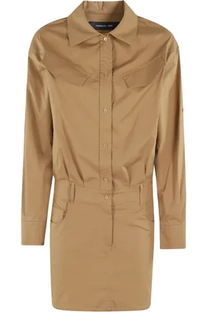 FEDERICA TOSI Kjole, Dame, Brun, 2XS, Bomuld, Khaki Bomuldskanvas Sportkjole