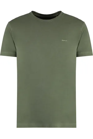 GANT Top, Herre, Grøn, M, Bomuld, Ribstrikket Crew-Neck Bomulds T-shirt