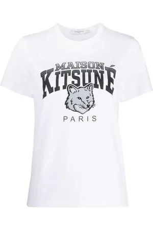 Maison Kitsuné Top, Dame, Hvid, M, Bomuld, Campus Fox Logo T-Shirt