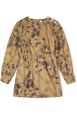 Ganni Kjole, Dame, Flerfarvet, XS, Uld, Floral Jacquard Mini Kjole