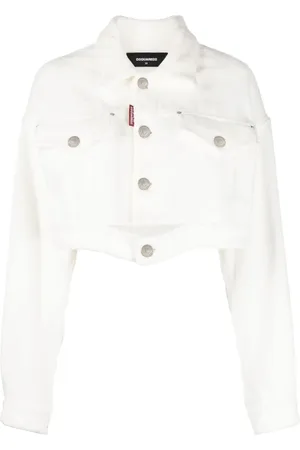 Dsquared2 Jakke, Dame, Hvid, S, Bomuld, Cropped Håndklædejakke