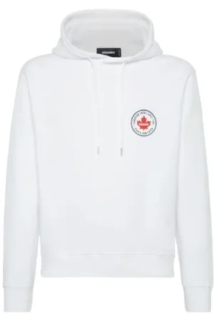 Dsquared2 Sweathshirts & Hoodies, Herre, Hvid, 2XL, Bomuld, Hoodie med logo print