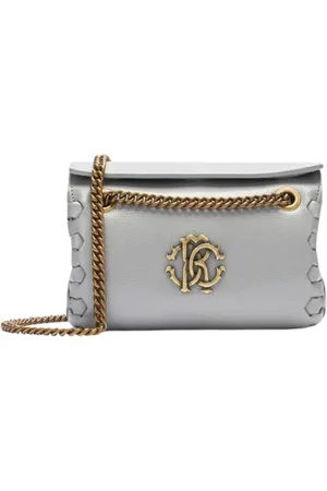 Roberto Cavalli Taske, Dame, Grå, ONE SIZE, Uld, Chic Monogram Skuldertaske