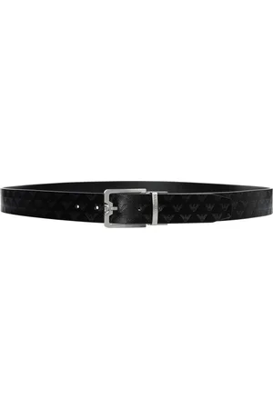 Emporio Armani Tilbehør, Herre, Sort, ONE SIZE, Læder, Klassisk Bæltespænde