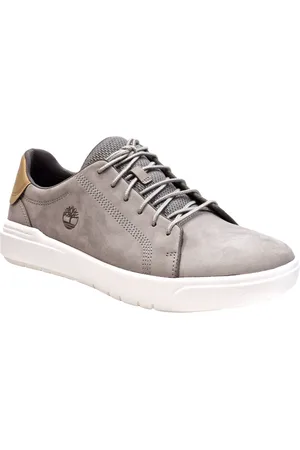 Timberland Sko, Herre, Grå, 43 1/2 EU, Grå Nubuck Blucher Sko med Hvid Sål
