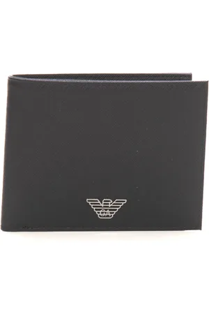 Emporio Armani Tilbehør, Herre, Sort, ONE SIZE, Læder, Metal Logo Saffiano Læderpung