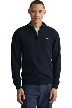 GANT Strik, Herre, Blå, L, Uld, Marine Half-Zip Sweater