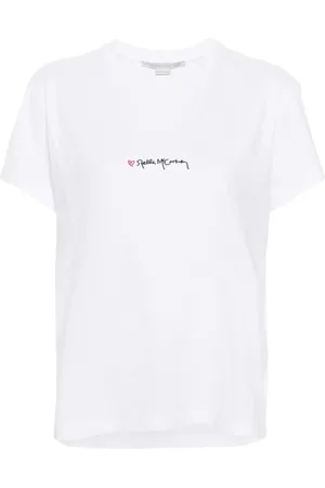 Stella McCartney Top, Dame, Hvid, S, Bomuld, Iconic Love Logo Broderet T-shirt