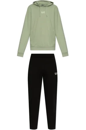 EA7 Sport, Herre, Grøn, XL, Bomuld, Sæt: Sweatshirt og sweatpants