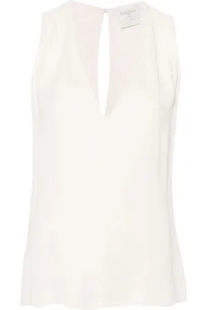 FORTE FORTE Top, Dame, , L, Double Georgette V-Neck Ærmeløs Top