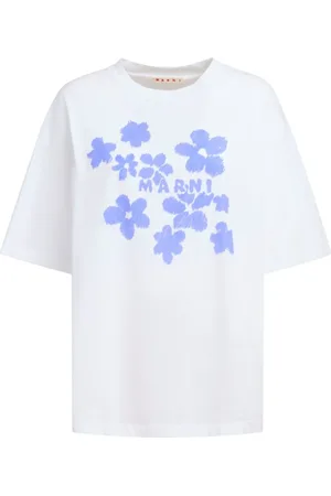 Marni Top, Dame, Hvid, 2XS, Bomuld, Blomstret T-shirt med korte ærmer