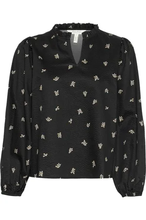 Part Two Bluser & Skjorter, Dame, Sort, 2XL, Bomuld, Sort Buket Print Bluse