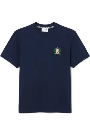 Lacoste Top, Herre, Blå, XL, Bomuld, Broderet Badge T-shirt