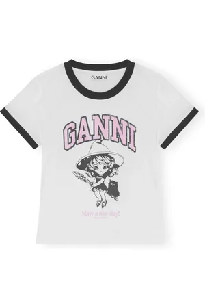 Ganni Top, Dame, Hvid, XS, Bomuld, Jersey Witch T-shirt
