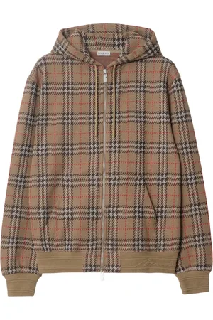 Burberry Sweathshirts & Hoodies, Herre, Brun, L, Bomuld, Brun lynlåshættetrøje med kængurulommer