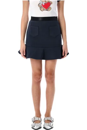 Ganni Shorts, Dame, Blå, M, Bomuld, Mini Nederdel med Flæsekant