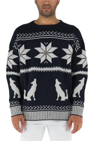 Etro Strik, Herre, Blå, M, Uld, Christmas Star Uld Pullover