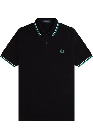 Fred Perry Top, Herre, Sort, XL, Bomuld, Polo Shirt med Dobbeltstribet Kant