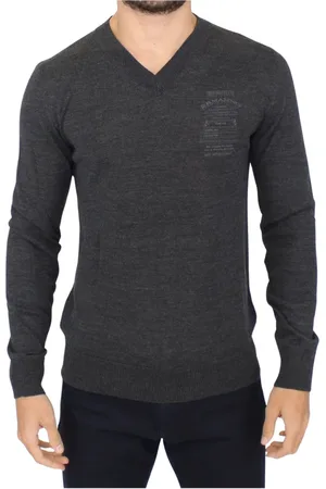 ERMANNO SCERVINO Strik, Herre, Grå, S, Uld, V-hals uldblanding sweater