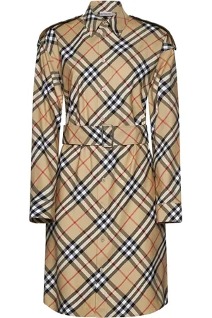 Burberry Kjole, Dame, Flerfarvet, XS, Bomuld, Vintage Check Skjortekjole med Bælte