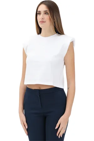 Patrizia Pepe Top, Dame, Hvid, XS, Hvid T-shirt med Strukturerede Stropper