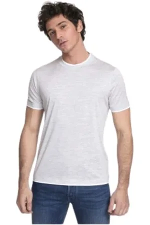 Brunello Cucinelli Top, Herre, Hvid, XS, Bomuld, Lysegrå T-shirt med Rund Hals