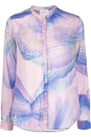 FORTE FORTE Bluser & Skjorter, Dame, Flerfarvet, L, Bomuld, Purple Dream Print Voile Skjorte