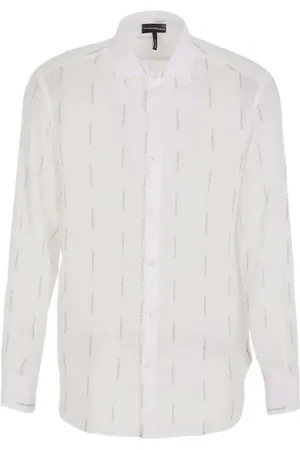 Emporio Armani Bluser & Skjorter, Dame, Hvid, XL, Uld, Logo Skjorte til Efterår/Vinter Kollektionen