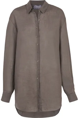 Cortana Bluser & Skjorter, Dame, Brun, S, Oversized skjorte i kastanje-ramie