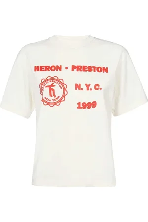 Heron Preston Top, Dame, Hvid, 2XS, Bomuld, T-shirt med ribkant i halsen