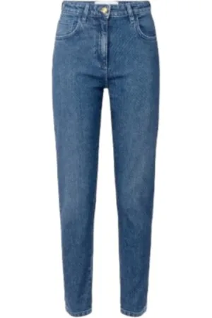 Elisabetta Franchi Jeans, Dame, Blå, W30, Denim, Glitrende Sequin Denim Slim Fit Bukser