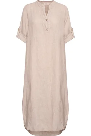 Cream Kjole, Dame, , S, Crispy Sand Caftan Kjole