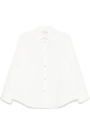 FORTE FORTE Bluser & Skjorter, Dame, Hvid, S, Bomuld, Hvid Skjorte med Knapper og Lange Ærmer