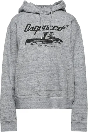 Dsquared2 Sweathshirts & Hoodies, Dame, Grå, M, Bomuld, Hættetrøje med lastbilmotiv