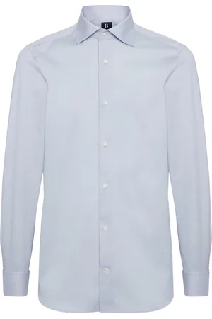 Boggi Milano Skjorte, Herre, Blå, 3XL, Bomuld, Stretch P.Point D.Cuff Windsor Collar Skjorte Slim F